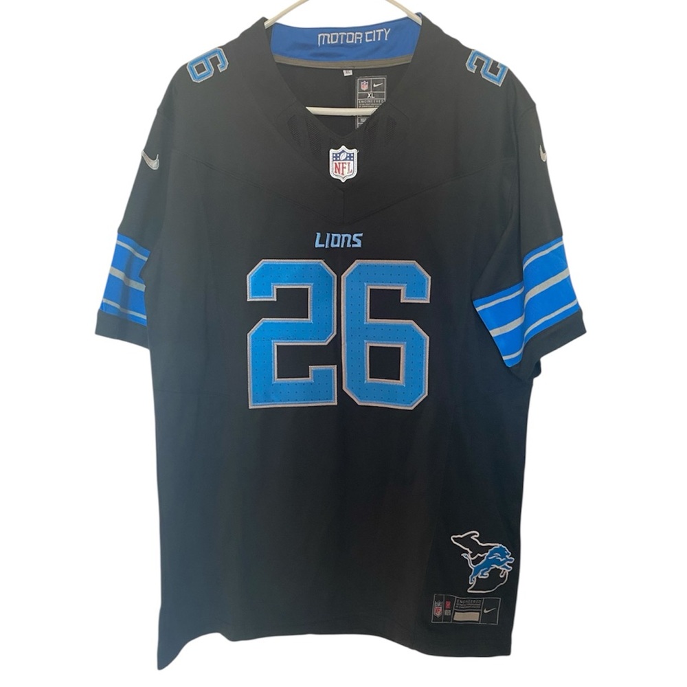 Detroit Lions Jahmyr Gibbs NFL Jersey Size XL Nike Black Stitched dri fit